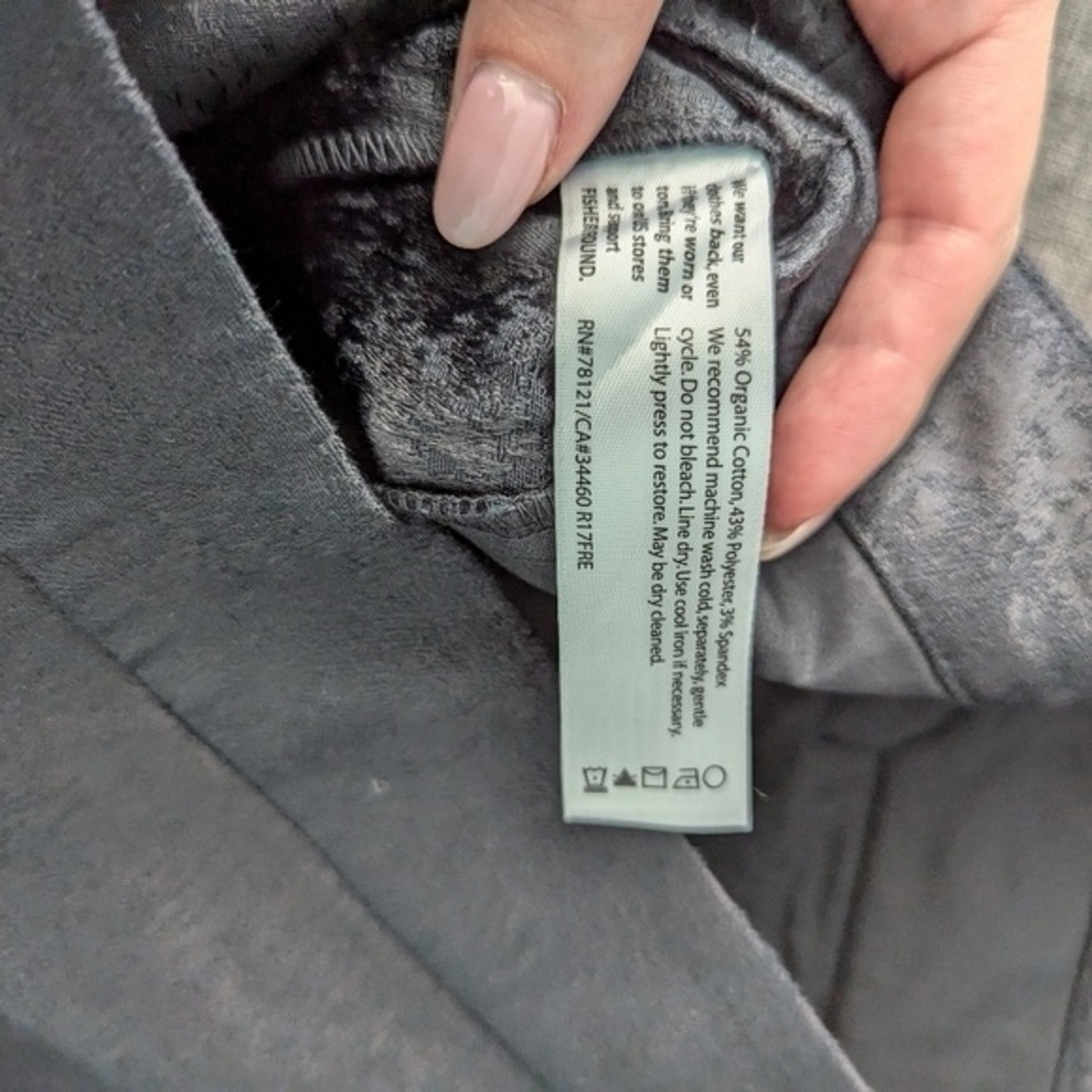 Eileen Fisher Fresco Organic Cotton Blend Textured Black Jacquard Pants - Picture 4 of 4